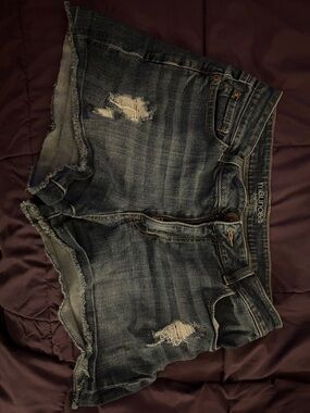 Maurices Women's Distressed Dark Blue Denim Shorts